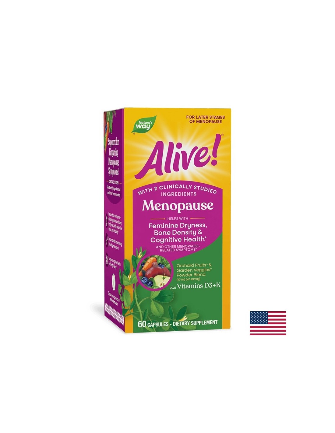 Alive Menopause – Формула с витамини D3 и K, сминдух и ресвератрол Veri-te, 60 капсули