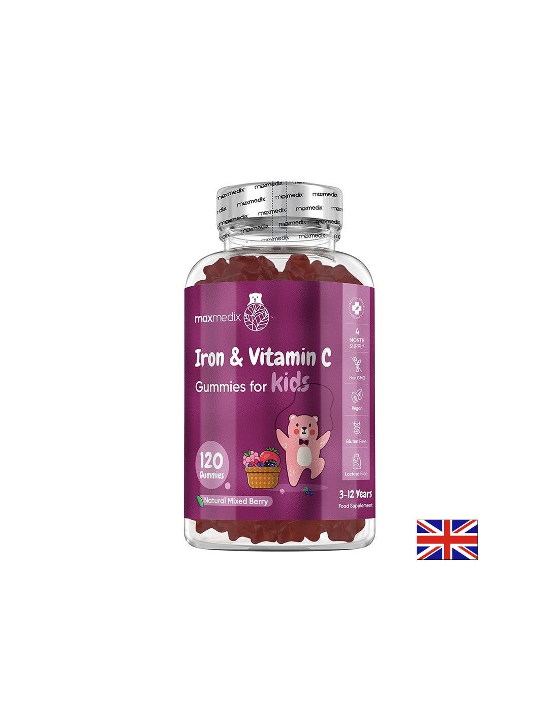 Анемия Желязо 7mg + Витамин С 10mg (за деца) 120 желирани таблетки, с вкус на горски плодове