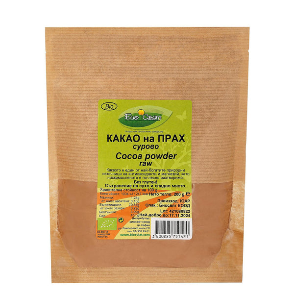 БИО КАКАО СУРОВО НА ПРАХ 200Г