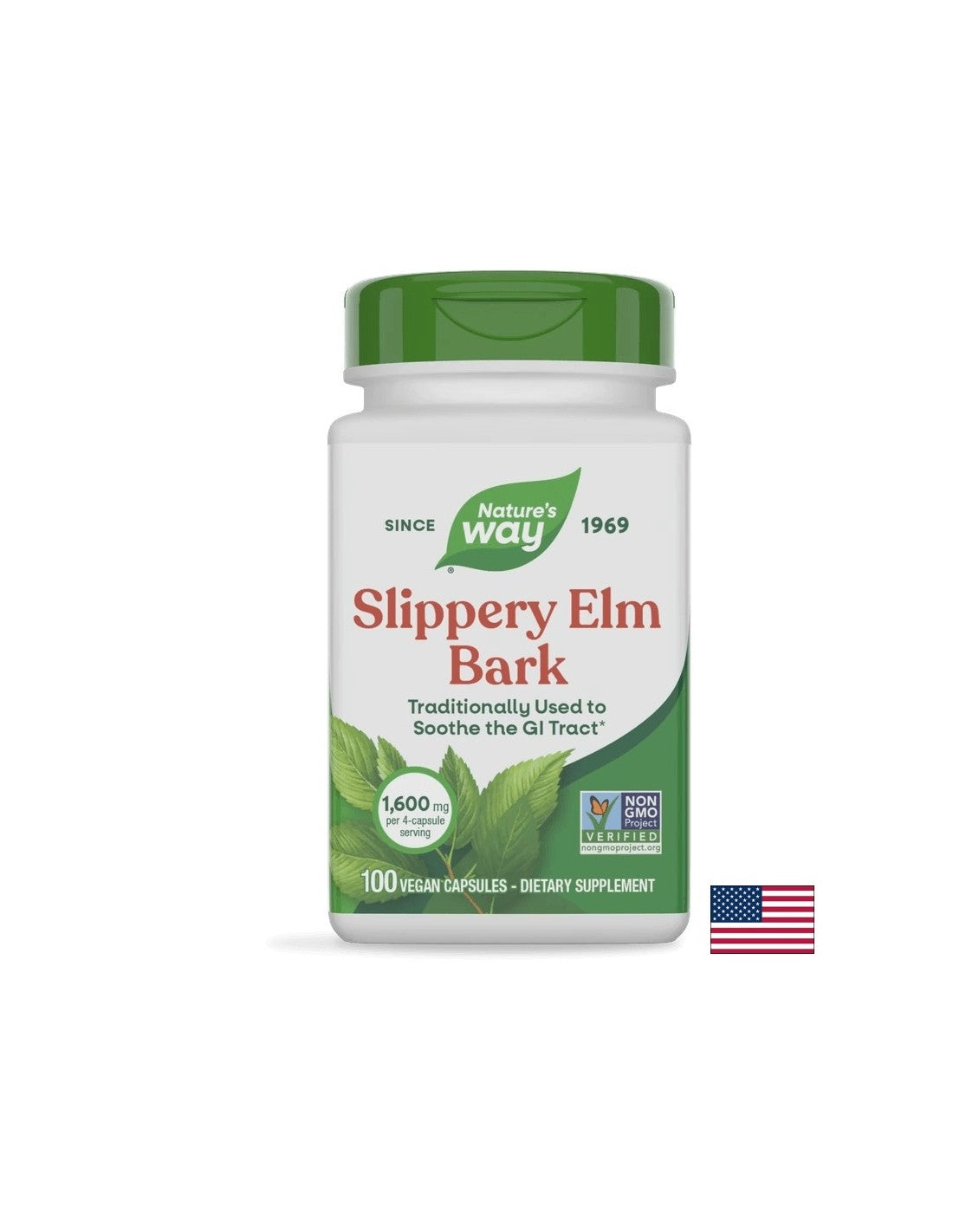 Slippery Elm Bark - Червен бряст (кора) - При раздразнения на стомашната лигавица, 400mg, 100 капсули