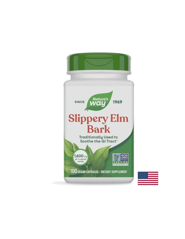 Slippery Elm Bark - Червен бряст (кора) - При раздразнения на стомашната лигавица, 400mg, 100 капсули