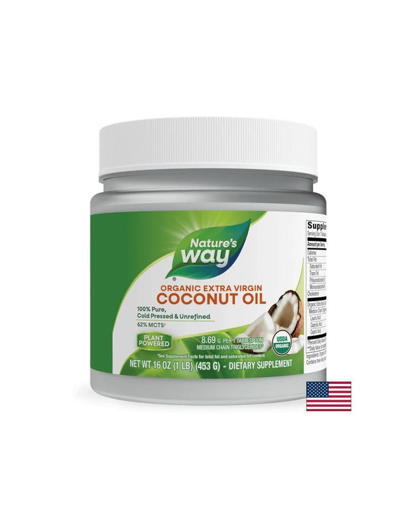 Кокосово масло, 62% MCT мастни киселини - Coconut Oil Organic Extra Virgin, 474ml, 32 дози