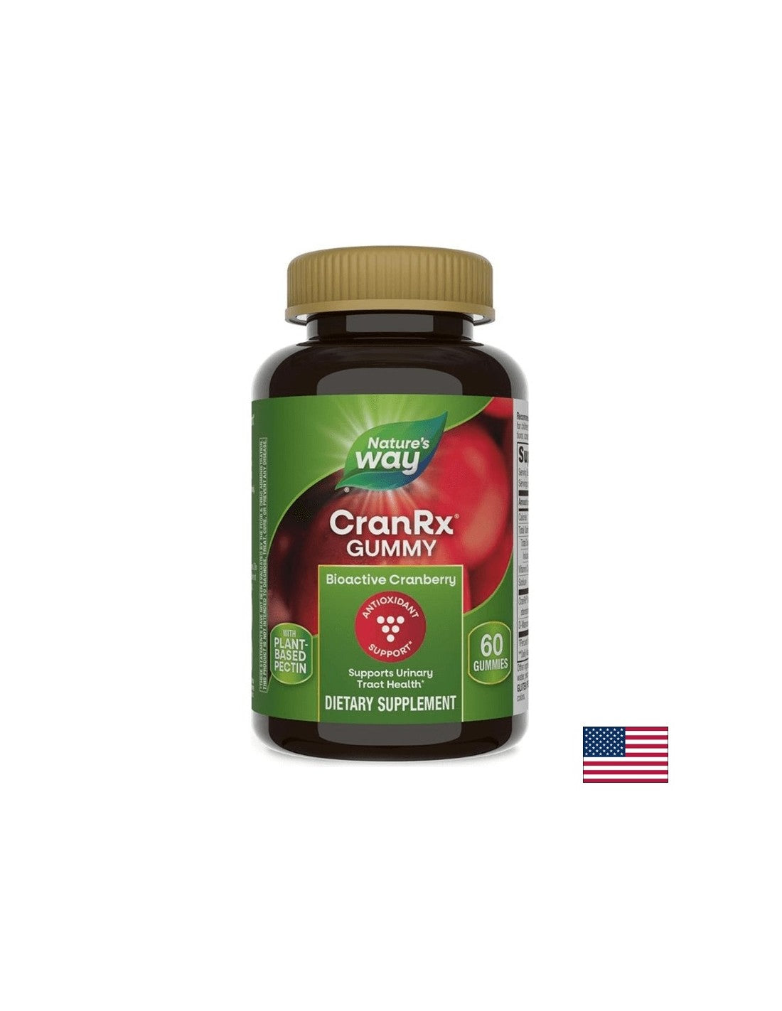 CranRx Gummies Urinary Health / Грижа за уринарния тракт с Червена боровинка, Д-маноза и витамин С 60 желирани таблетки