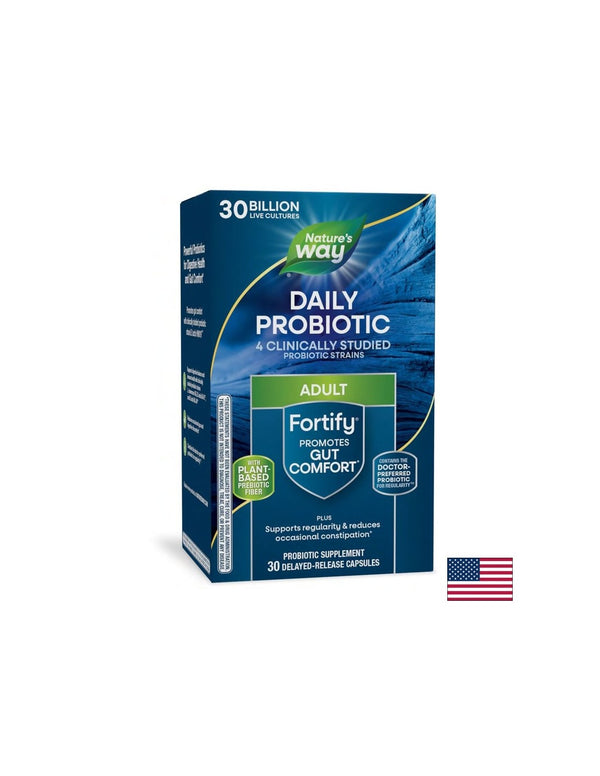 Fortify Daily Probiotic + Prebiotics - Фортифай пробиотик и пребиотици, 30 милиарда активни пробиотици, 30 капсули