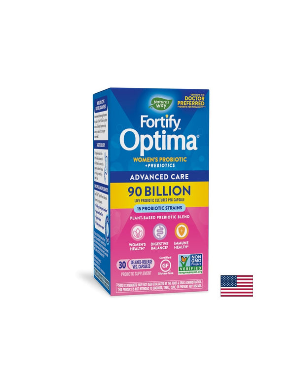 Fortify Optima Women’s Advanced Care - Пробиотик и пребиотици за жени, 90 милиарда активни пробиотици, 30 капсули