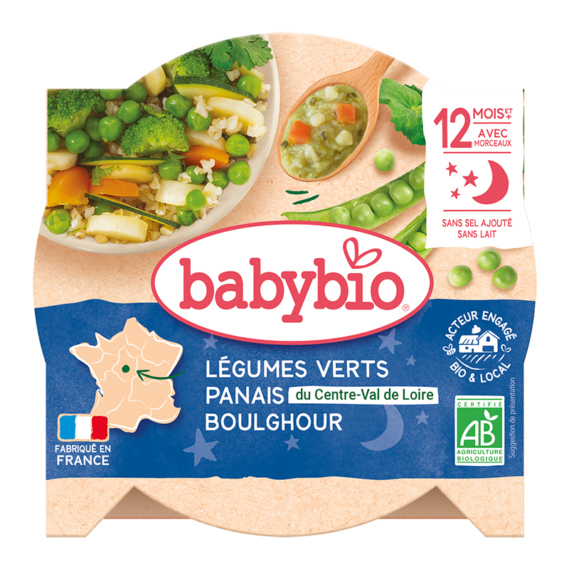 Babybio зелени зеленчуци, пащърнак и булгур
