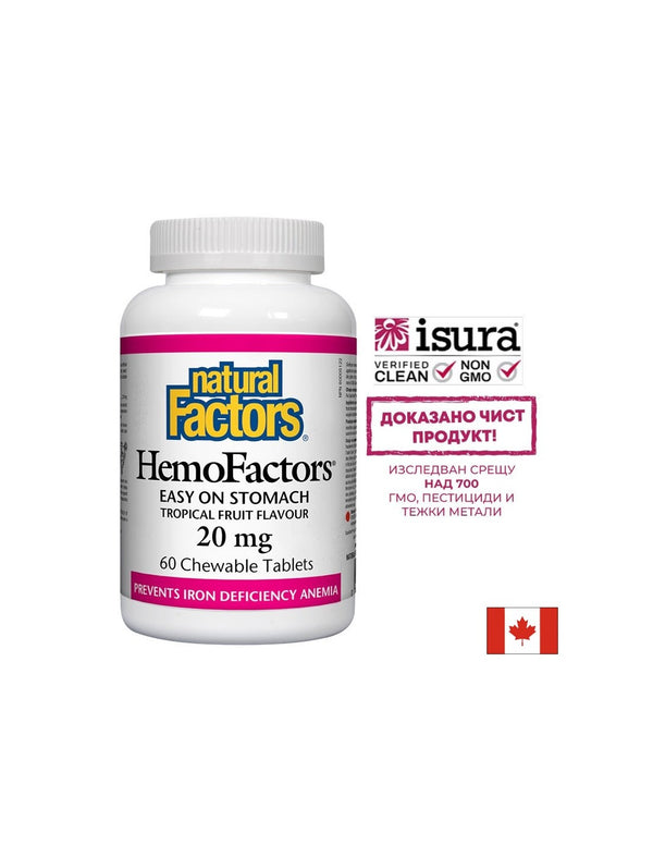HemoFactors / Желязо 20mg 60 дъвчащи таблетки