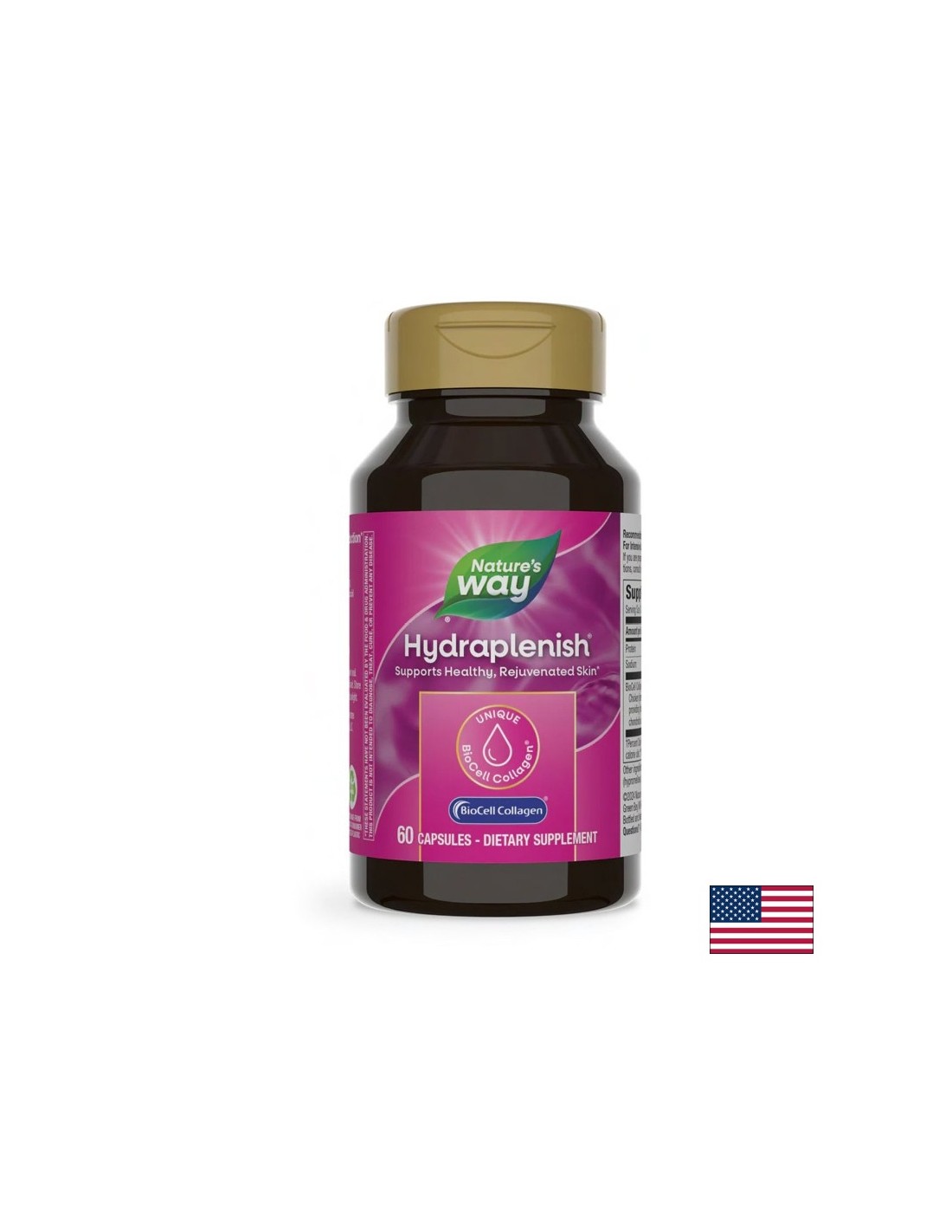 Колаген с хиалуронова киселина Hydraplenish - Красива кожа и здрави стави, 500mg, 60 капсули