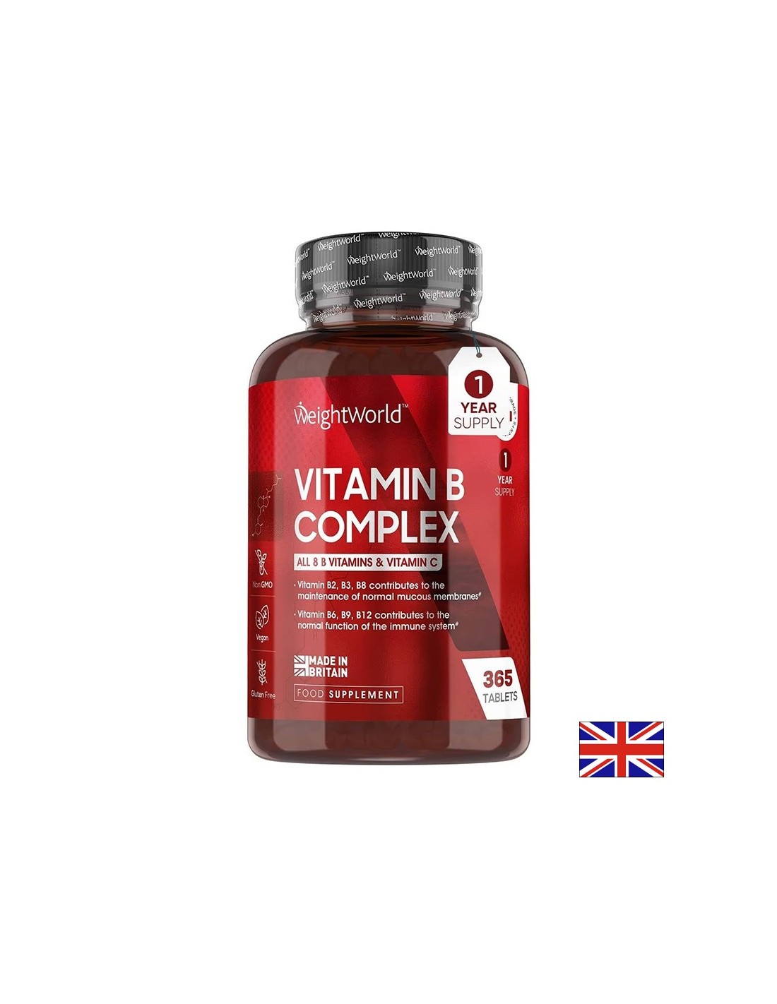 Имунитет и енергия - Витамин В-Комплекс + Витамин С, 365 таблетки - Vitamin B complex