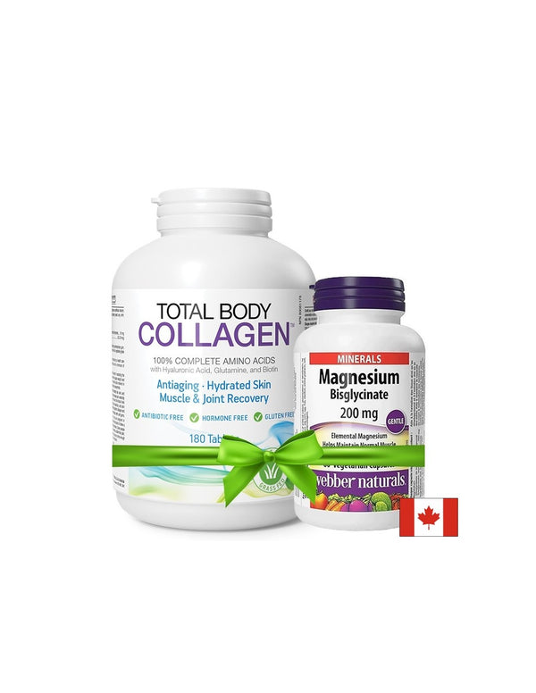 Total Body Collagen Хидролизиран говежди колаген с хиалуронова киселина, глутамин и биотин 180 таблетки + ПОДАРЪК Магнезий (бисглицинат) 200mg 60 V капсули