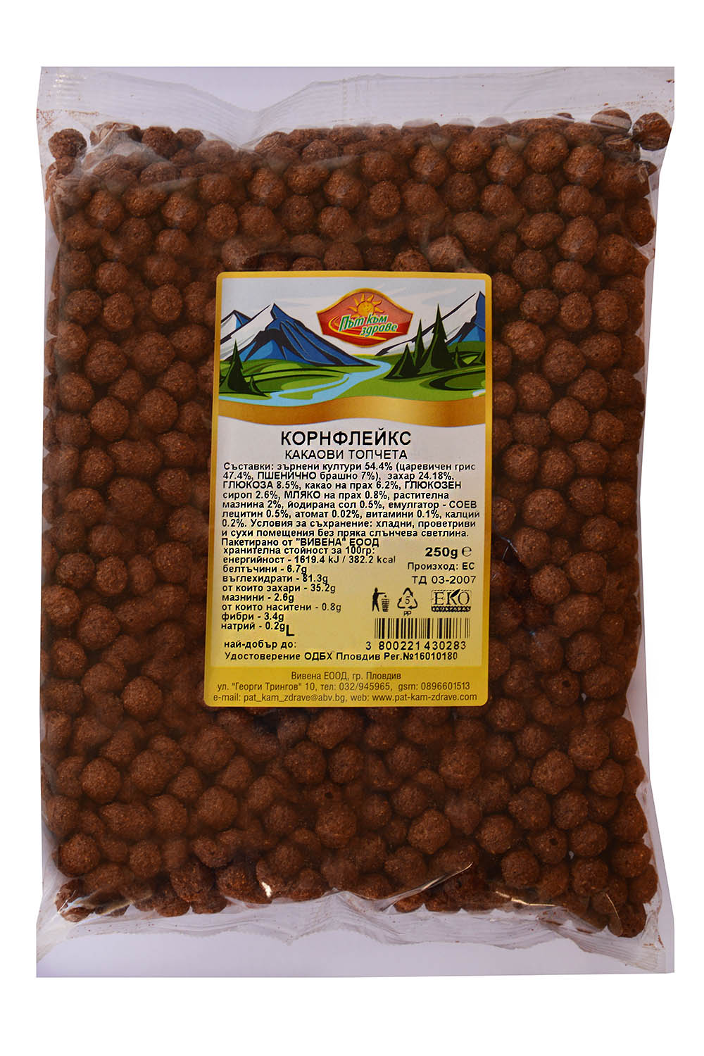КОРНФЛЕЙКС КАКАОВИ ТОПЧЕТА 250Г