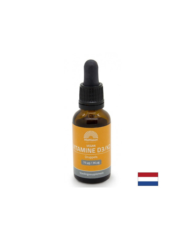 Кости и стави - Витамин D3 (300IU) + K2 (3.6 µg) Веган, 25ml капки