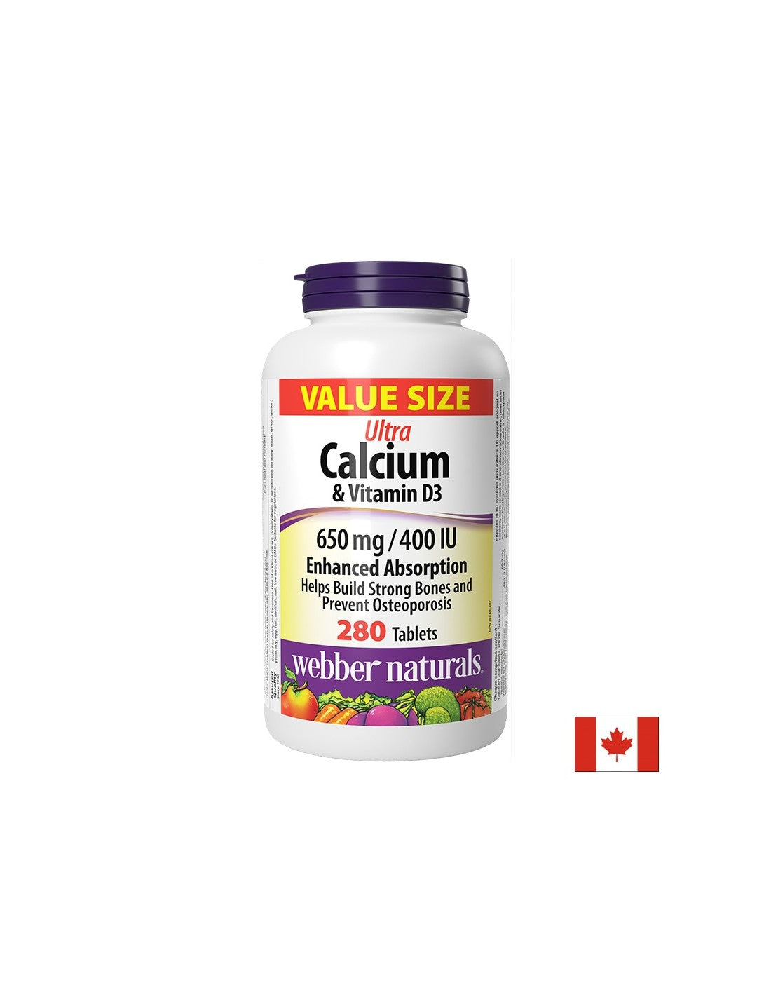 Костна система - Ултра Калций 650mg + Витамин D3 400IU, 280 таблетки