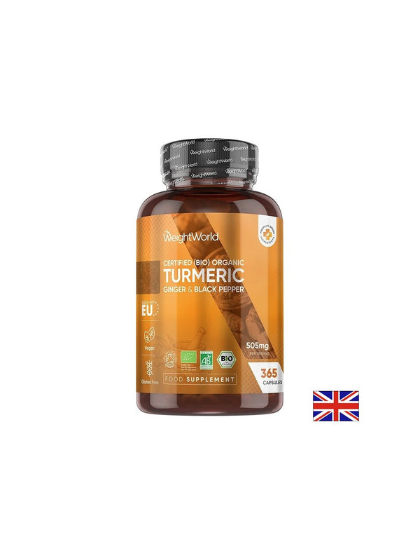 Куркума 480mg + Джинджифил 20mg + Черен пипер Здрави стави и добро храносмилане 365 капсули
