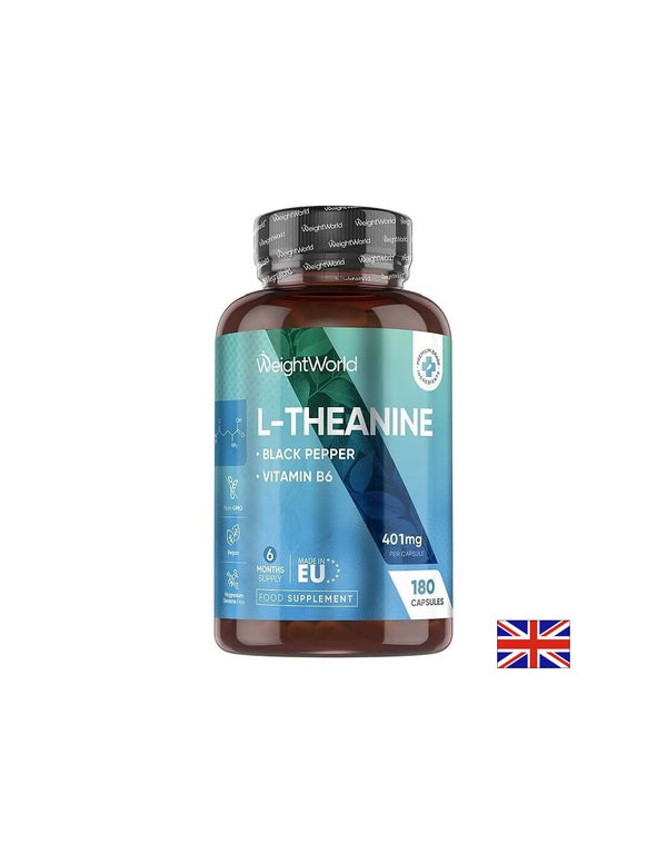 L-Теанин 400mg + Черен пипер 8mg Спокойствие, концентрация и нервен баланс 180 капсули
