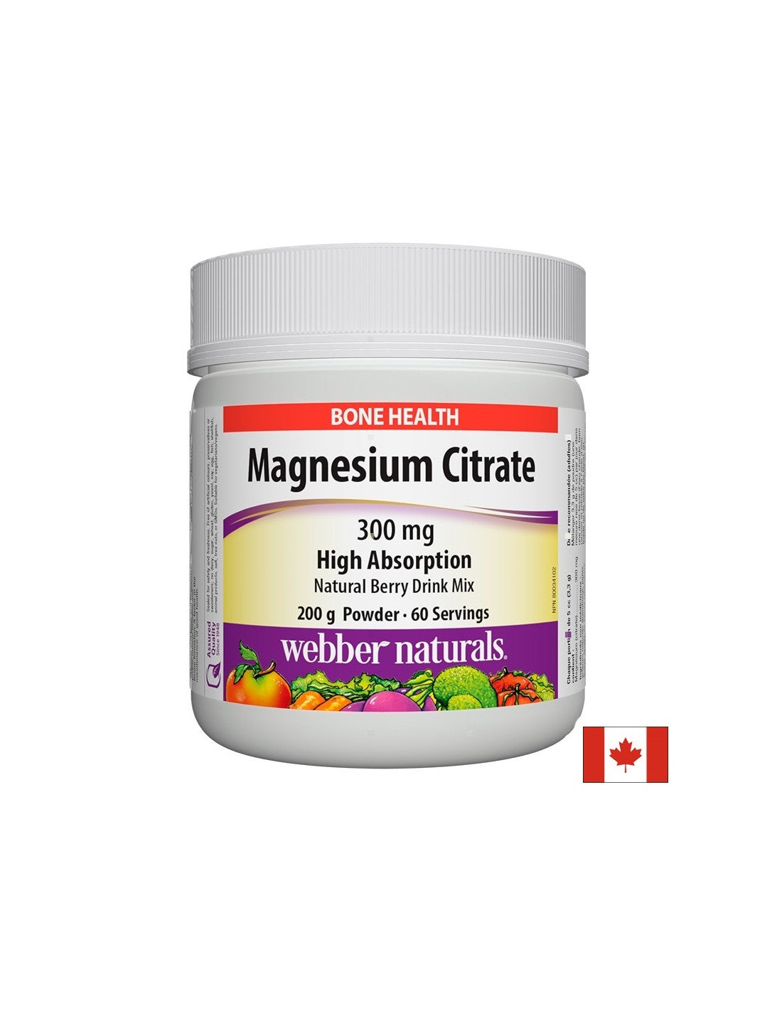 Magnesium Citrate - Магнезий цитрат с висока абсорбация 300mg, 200g прах с вкус на горски плодове
