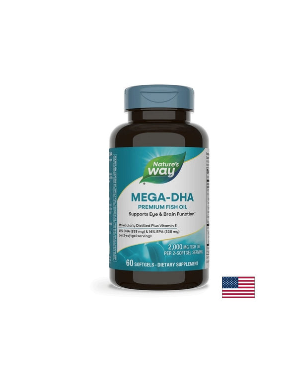 Mega-DHA - Рибено масло Мега-ДХА – за мозъка и зрението, 1000mg, 60 софтгел капсули