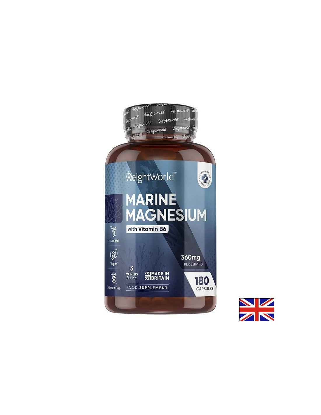 Морски магнезий 180mg + Витамин B6 Мускулна функция 180 капсули