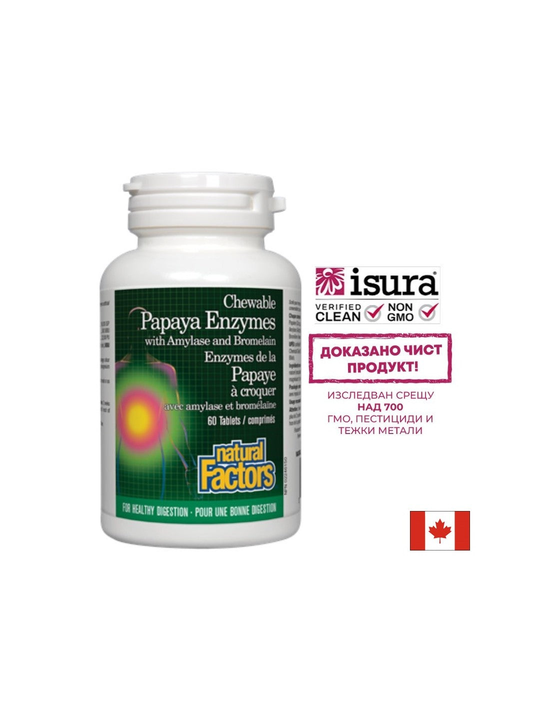 Papaya Enzymes with Amylase and Bromelain - Папая ензими с амилаза и бромелаин, 60 дъвчащи таблетки