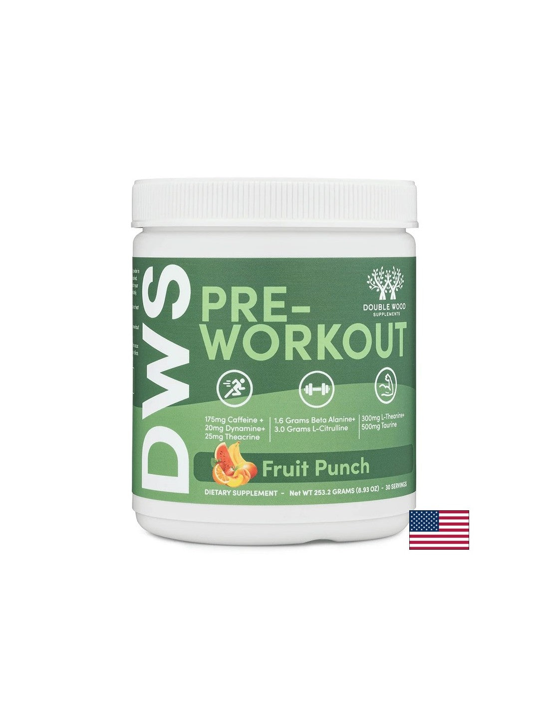 Pre-Workout L-Цитрулин 3000mg + Бета аланин 1600mg + Кофеин 175mg – Енергия и издръжливост, плодов пунш, 253g, 30 дози, прах