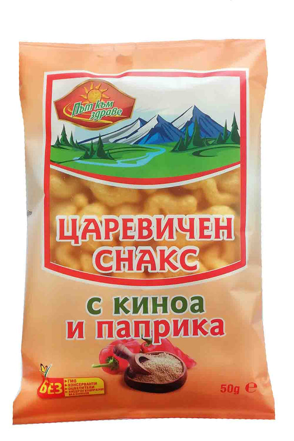 СНАКС ЦАРЕВИЧЕН С КИНОА, КОКОСОВО МАСЛО И ПАПРИКА 50Г