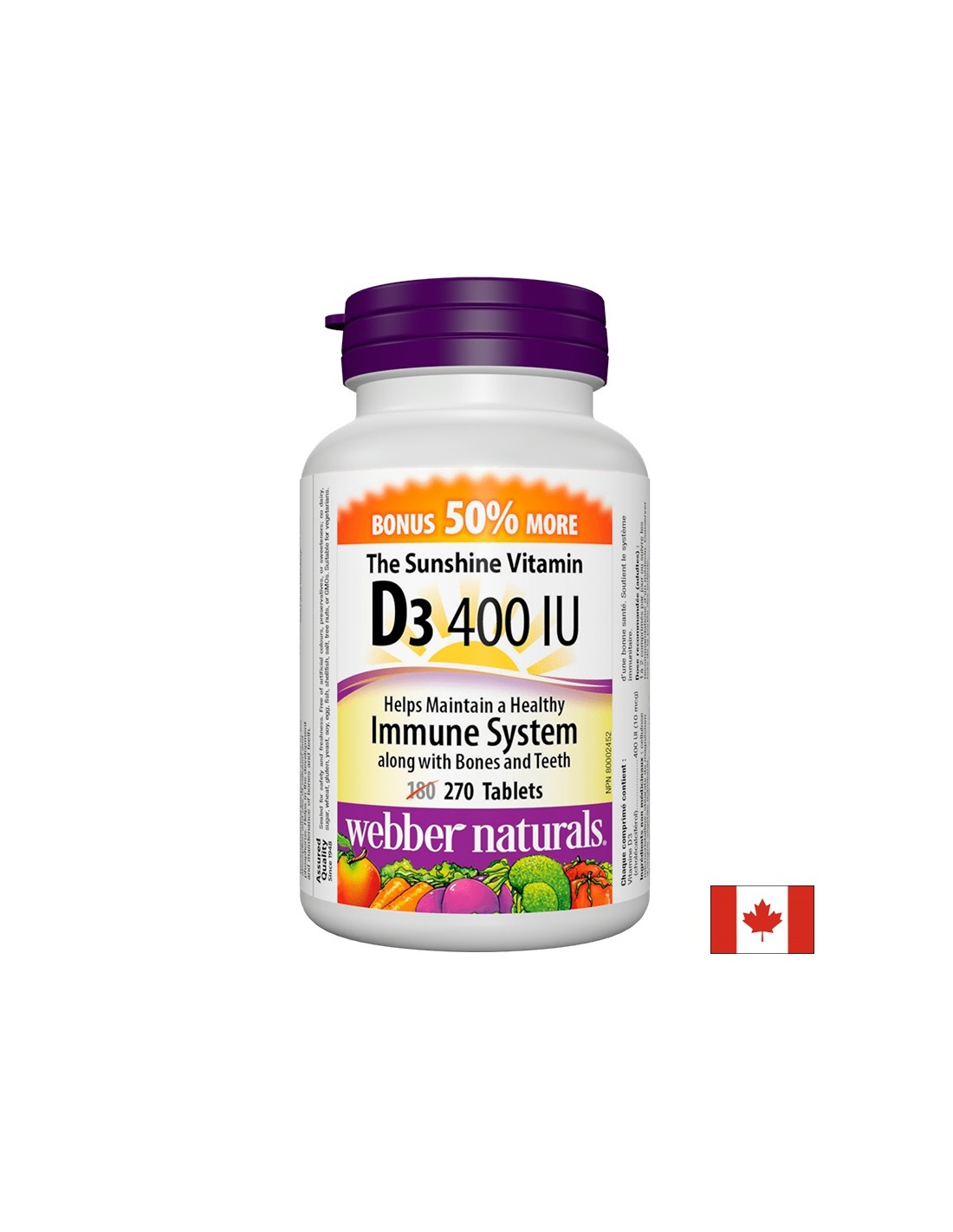 Vitamin D3 / Витамин D3, 400IU, 270 таблетки